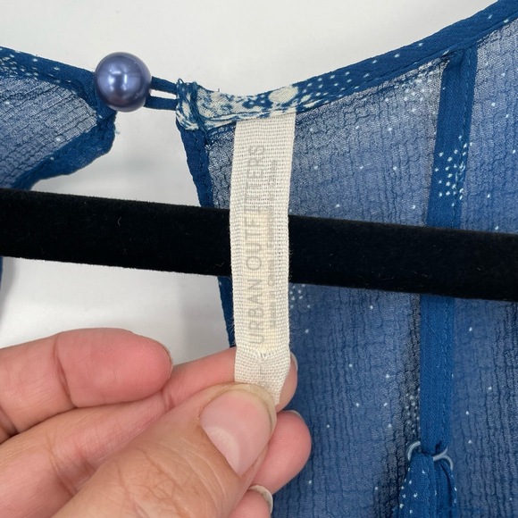 Urban Outfitters Womens Blue Flutter Sleeve Fairy Core VNeck Printed Dress Large - Picture 6 of 13